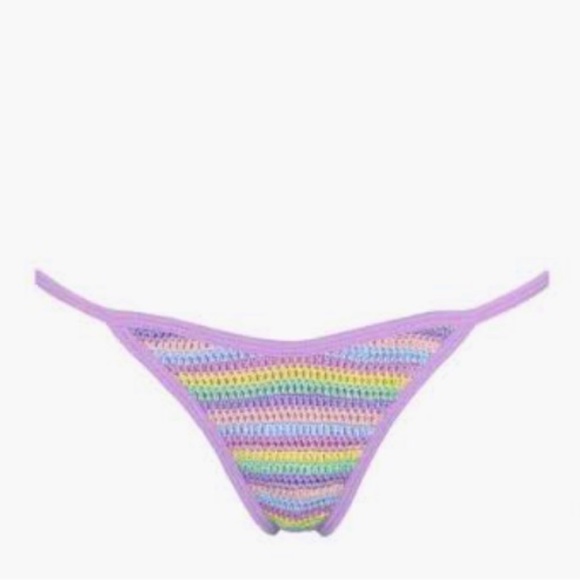 Capittana x Free People Cuba Crochet S Lilac Striped Handmade Adjustable Bottoms - Picture 6 of 15